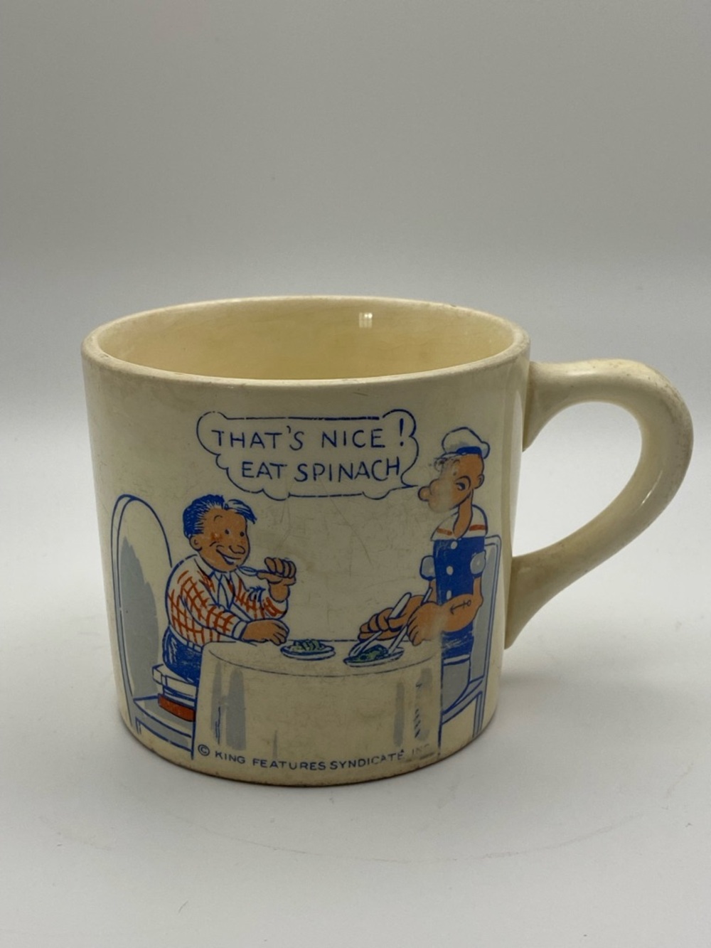 Popeye The Sailor Man Child’s Mug Rare Original Comic King Features 1930’s VTG